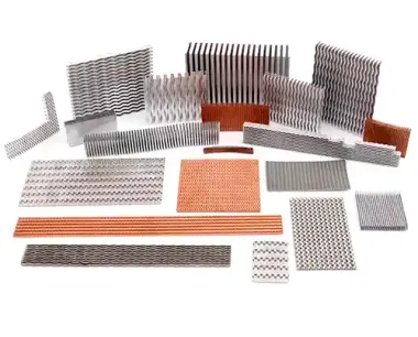 Fin press line of heat exchanger