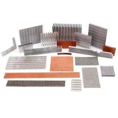 Fin press line of heat exchanger